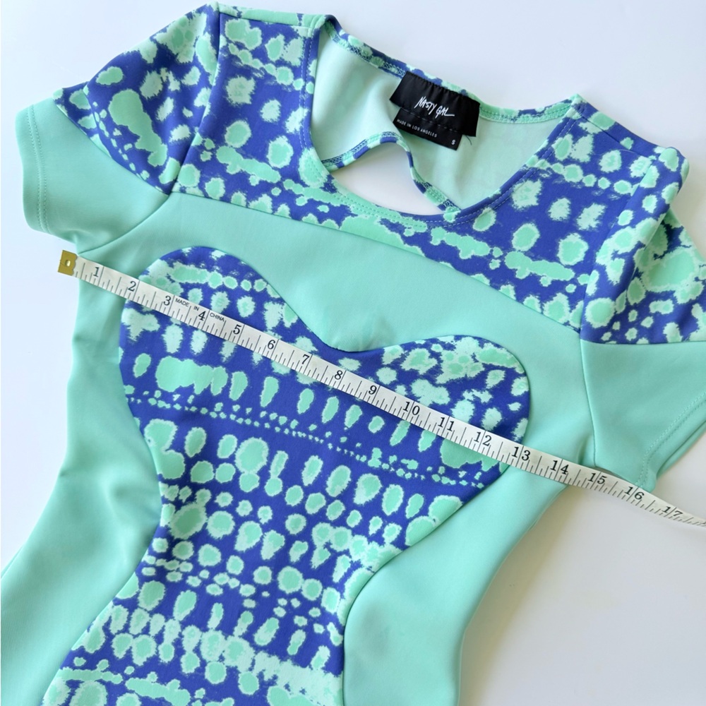 Nasty Gal Wave Crush Open Back Mini Dress Aqua / Turquoise Blue Tie Dye Scuba S - Picture 11 of 16